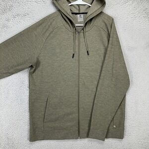 VRST Mens Full Zip Hoodie Jacket XL Olive Green Thermal Waffle Knit Drawstring